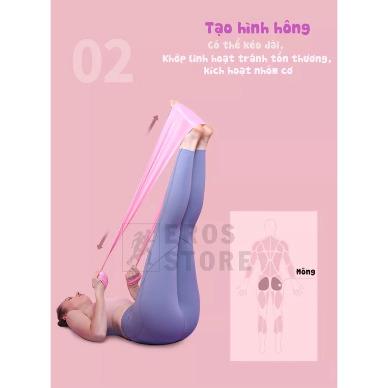Dây kháng Lực Tập Gym, Yoga, Miniband Cao Su Tự Nhiên Đàn Hồi 1,5m Chính Hãng Eros Store