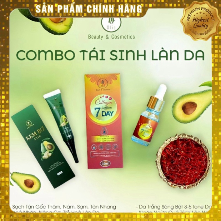 [ FREESHIP ] [CHÍNH HÃNG ] BỘ ĐÔI TÁI SINH KEM BƠ CẤY TRẮNG NANO OLIC MẪU MỚI VÀ SERUM COLLAGEN SAFFRON OLIC