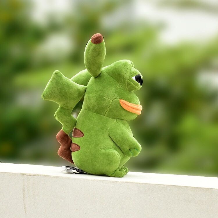 Gấu bông ếch Pepe cosplay Pikachu ếch meme môi dày mắt buồn 30cm NEOCI
