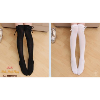 Vớ trơn tất trơn loại 1 thắt nơ phong cách học sinh Hàn Quốc nữ tính chất thun cao cấp dãn rất tốt PKS012