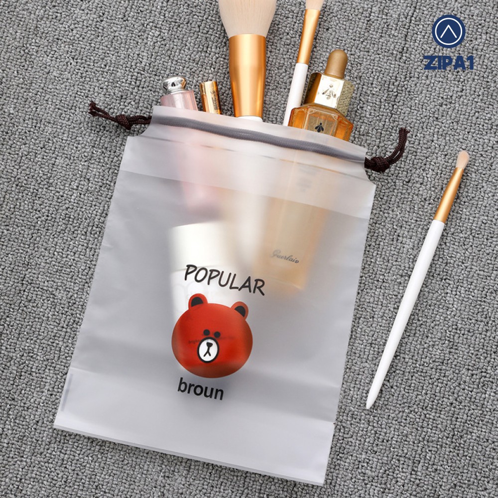 10 Túi rút lụa đựng quần áo hình gấu Broun và mèo A1019 - Zip A1