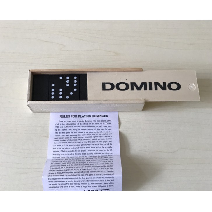 Trò chơi Cờ Domino đen hộp gỗ kích thước nhỏ gọn, hộp gỗ sang trọng
