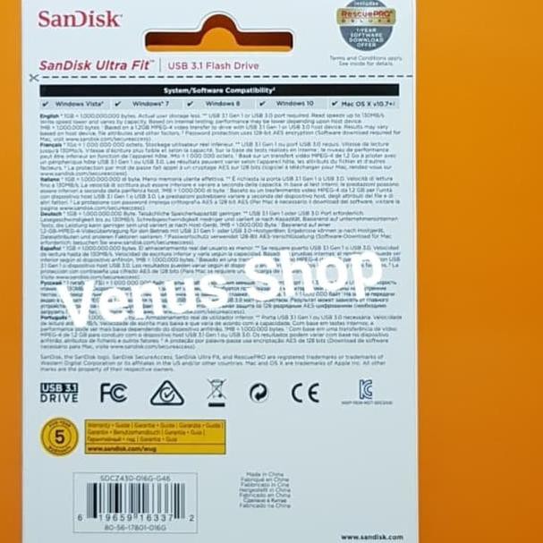Sandisk 16gb Ultra Fit Cz43 Usb 3.0 / Ultra Fit 16gb Cz 43