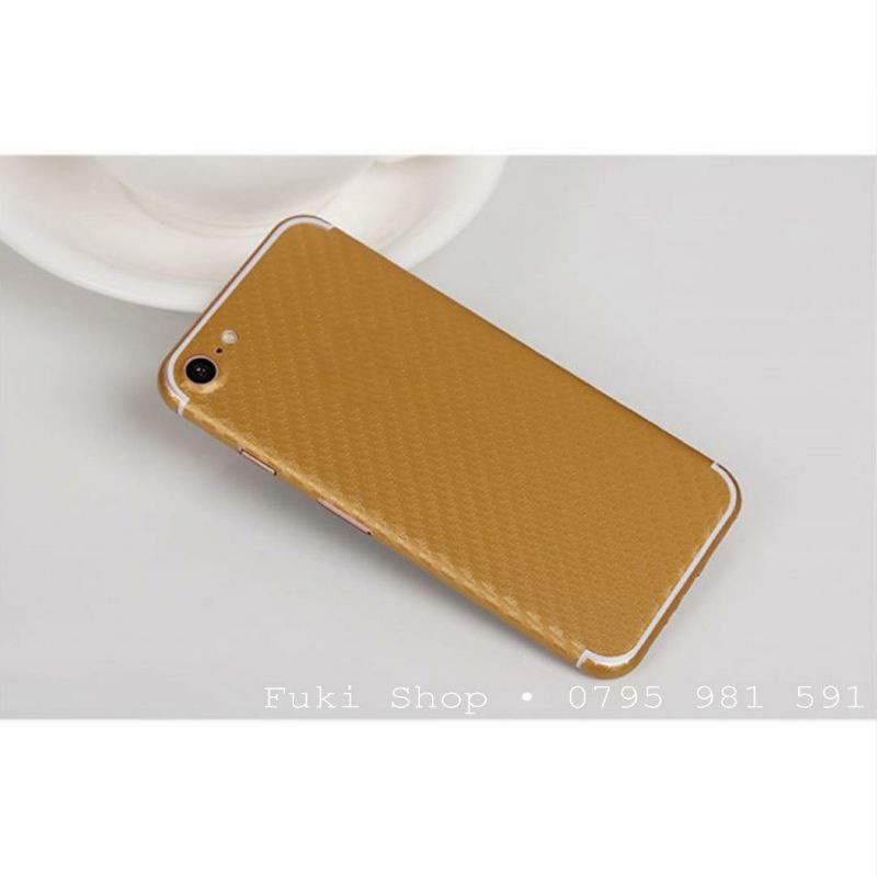 Tấm Dán Skin FULL Sợi Carbon &lt;MÀU&gt;  5 6 7 8 6plus 7plus 8plus X XS XR XSMAX 11 PRO MAX