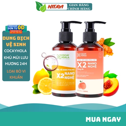 Dung dịch vệ sinh phụ nữ Gel X2 Nano nghệ mini Cocayhoala - Giúp cô bé khỏe mạnh, hồng hào se khít