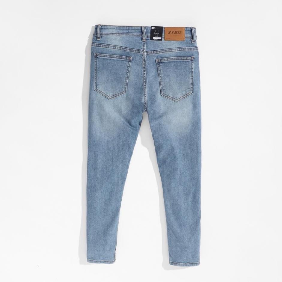 Quần jean nam Gấu 194 wass kiểu vải jeans co dãn, dày dặn form slimfit - Xanh Nhạt Trơn Đẹp !