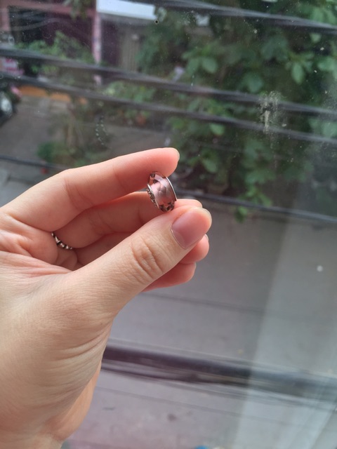 Hạt charm glass hồng trà bạc s925