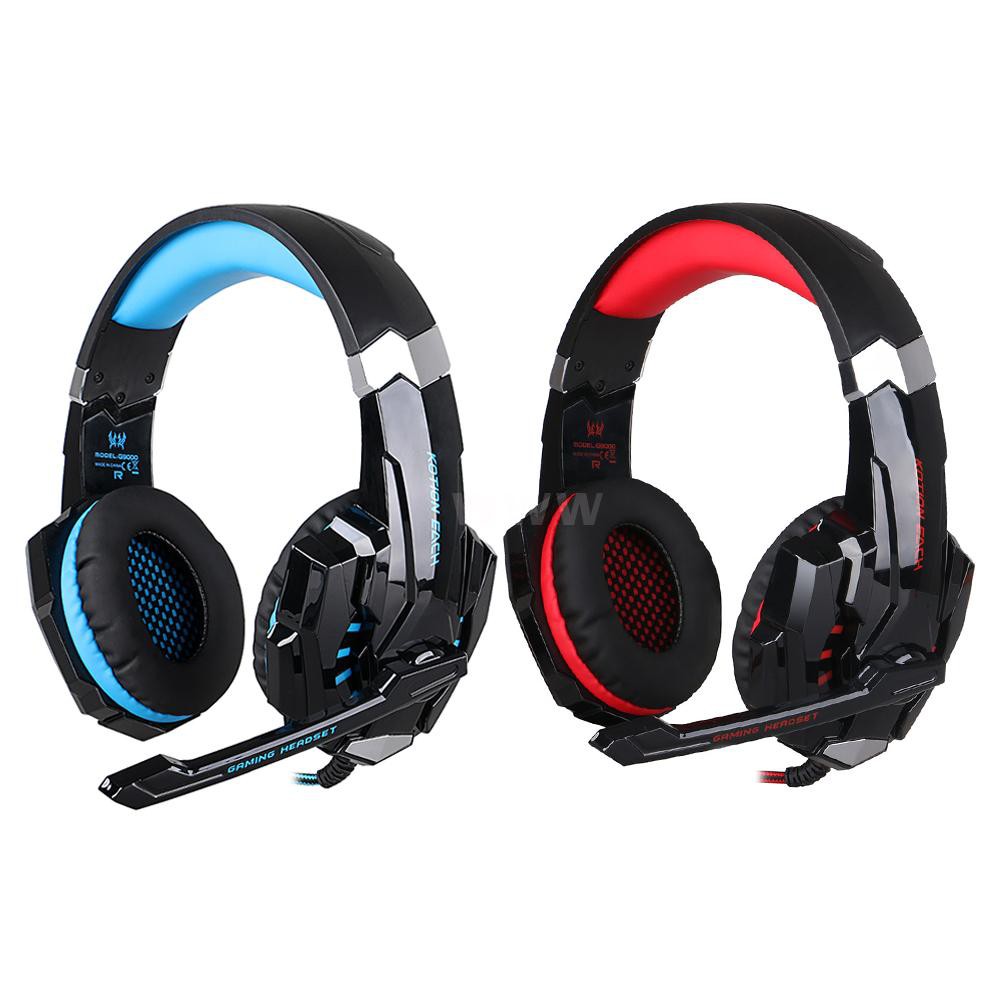 KOTION EACH G9000 3.5mm Gaming Headphone Stereo Game Headset Noise Cancellation Earphone with Mic LED Light Volume Control for PS4 Laptop Tablet Mobile Phones