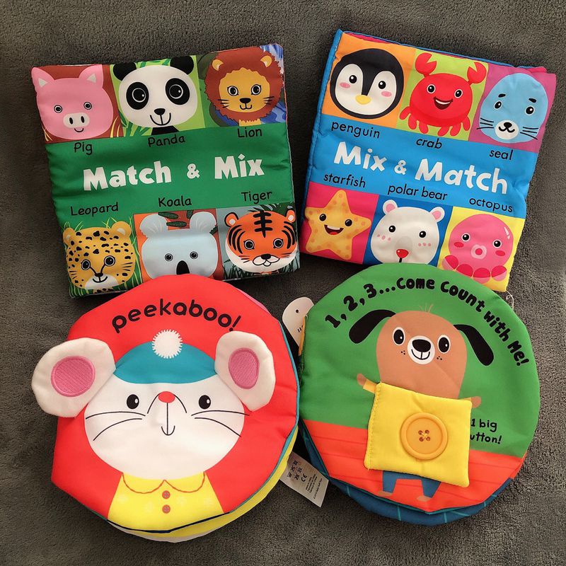 Sách Vải Tương Tác Match &amp; Mix ghép hình các con vật Funny Zoo SV24
