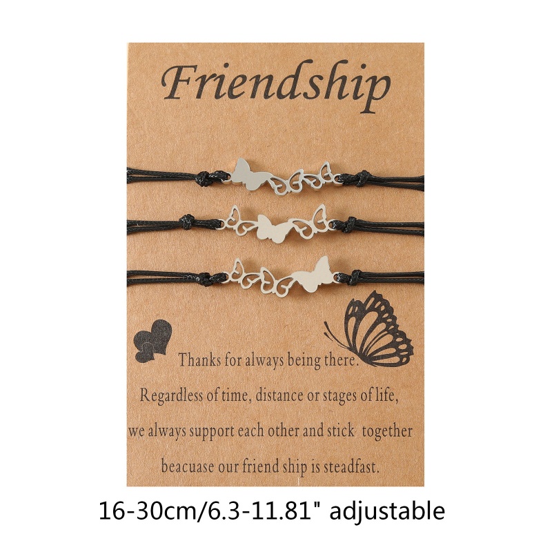 Bộ 2 / 3 Vòng Tay Bện Bằng Thép Không Gỉ Hình Bướm Sáng Tạo