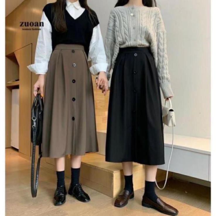 [Hàng mới về] Chân váy dài, chân váy công sở, chân váy qua gối đính 5 cúc hàng mới dễ dàng phối đồ | BigBuy360 - bigbuy360.vn