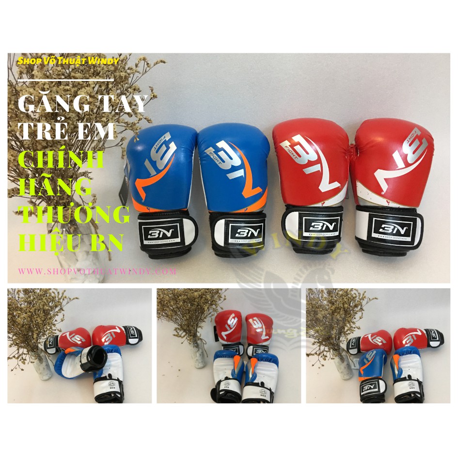 Găng Tay Boxing Trẻ Em, Hàng Chính Hãng Cao Cấp, Thương Hiệu BN, Găng Tay Tập Võ Dành Cho Trẻ Em