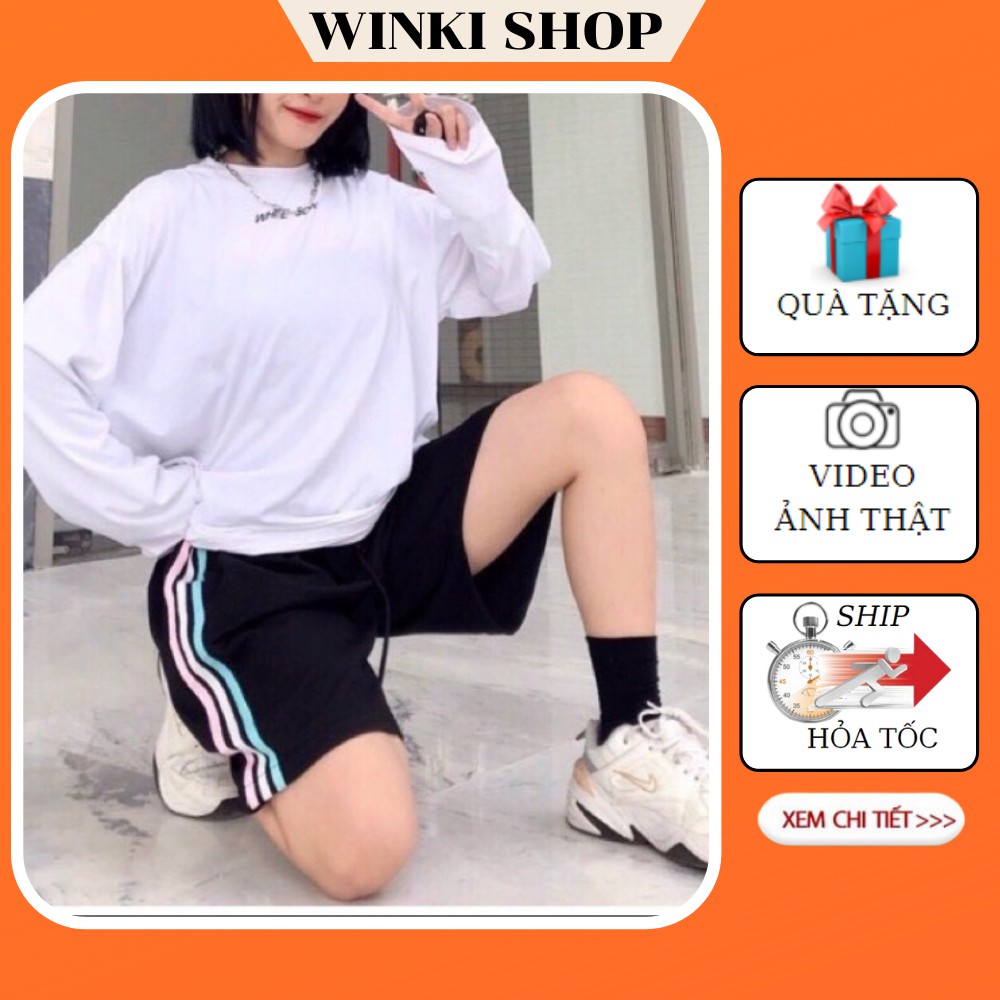 [TẶNG GÓI XẢ VẢI] Quần đùi Nữ sọc💥 quần short kẻ 3 sọc thể thao Unisex | BigBuy360 - bigbuy360.vn