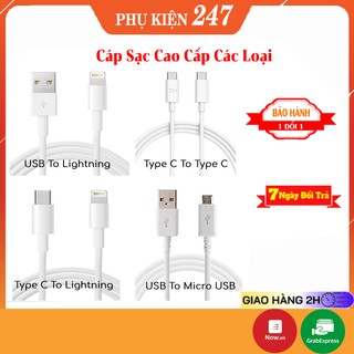 DÂY SẠC IP| Cáp sạc Type C | Cáp Sạc Samsung Micro USB Các Loại bao bền Bảo Hành 12 Tháng