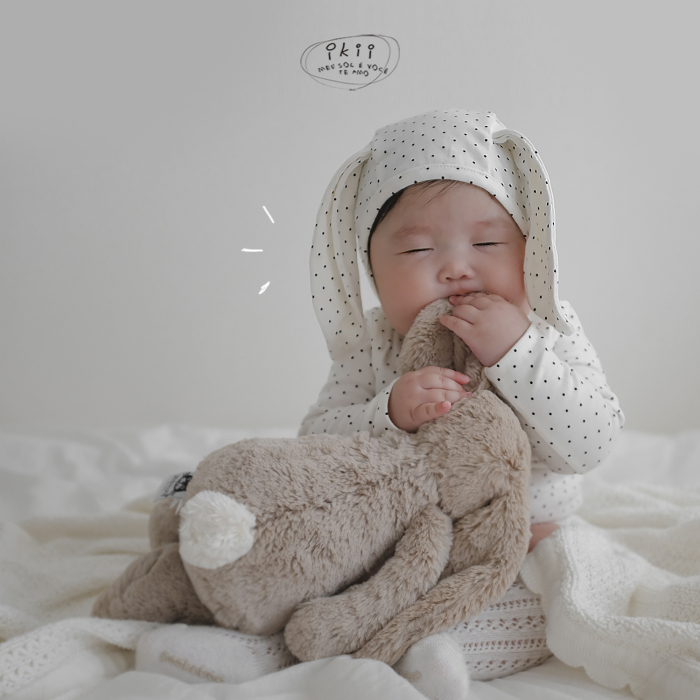 Bộ áo liền quần + mũ tai thỏ xinh xắn cho bé