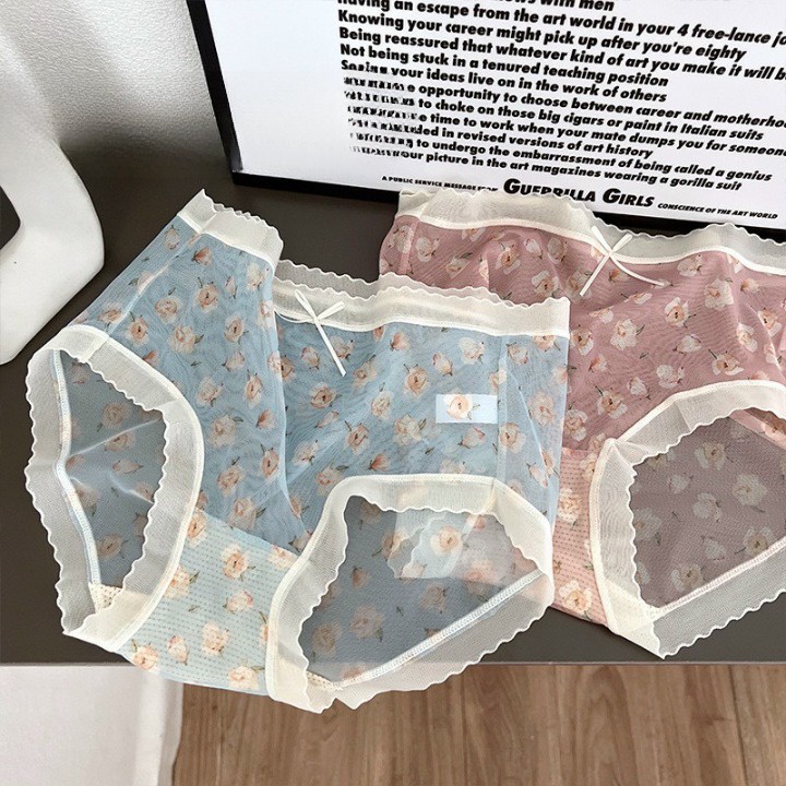 Quần Lót Nữ Ren Lưới Họa Tiết Hoa Nhí Dễ Thương 3392