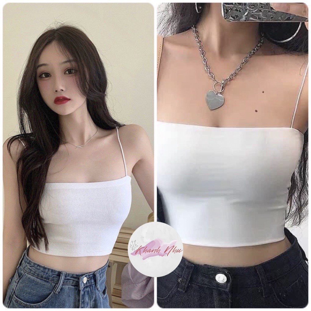 Áo hai dây- Áo 2 dây thun croptop ôm, sợi bún