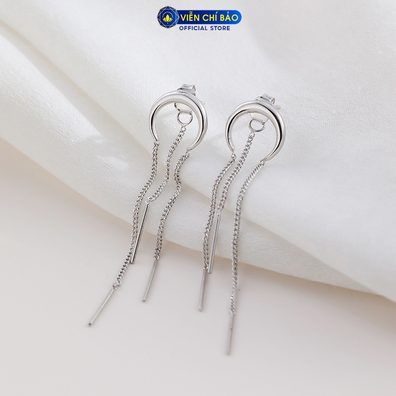 Bông tai bạc nữ họa tiết Mặt trăng chất liệu bạc 925 thời trang phụ kiện trang sức nữ Viễn Chí Bảo B000272
