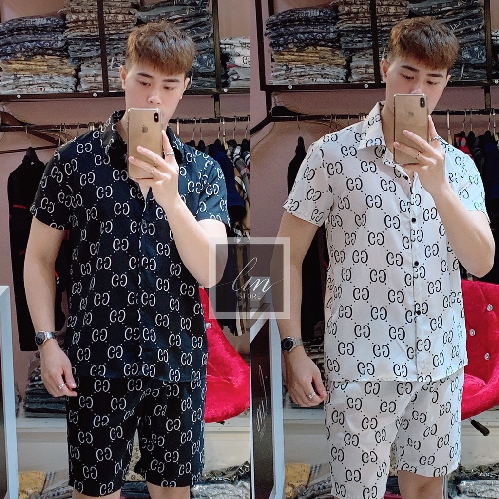 Set Bộ Pijama Dáng Rộng GG Oversize In Full Siêu Đẳng Cấp Luôn A15