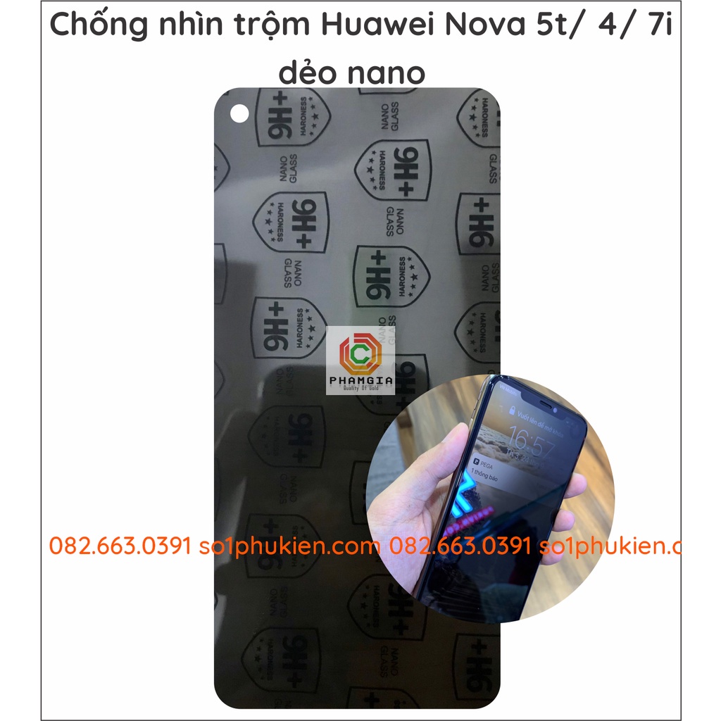 Dán cường lực chống nhìn trộm Huawei Nova 2i / 3 / 3e / 3i / 4 / 5t / 5 / 5 pro / 7i dẻo nano