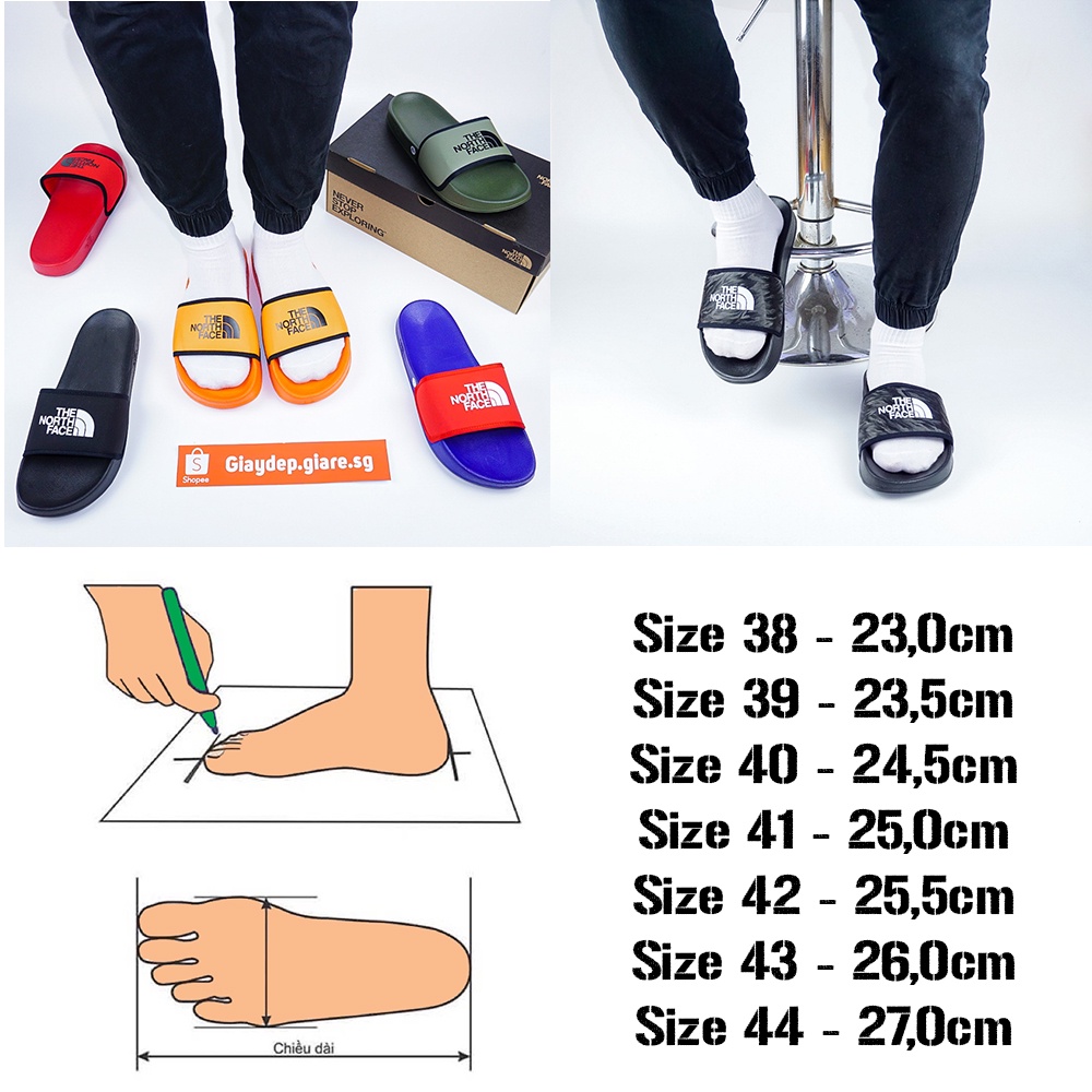 Dép quai ngang nam nữ The North Face  - có Bigsize - siêu nhẹ - chống trơn trượt