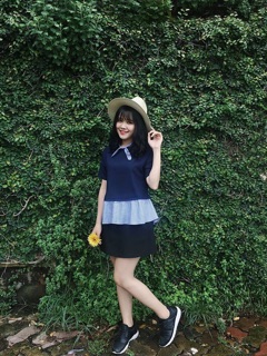 Áo peplum cải cổ nơ