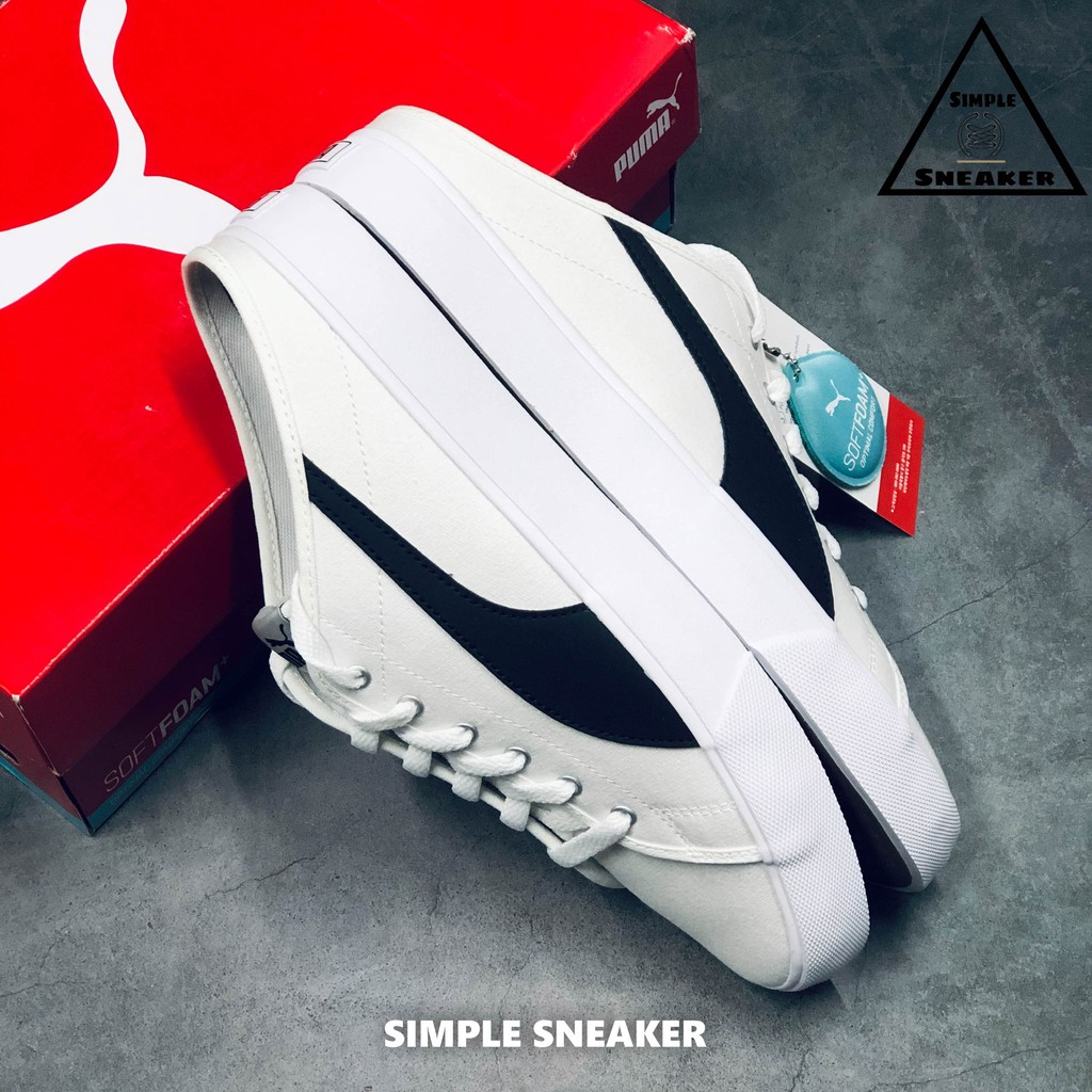 Giày Puma Đạp Gót Auth FREESHIPPuma Bari Mule Trắng Đen Chính Hãng - Giày Sục Sneaker Unisex Siêu Xinh