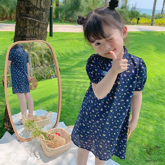 Đầm Bé Gái In Hoa Phong Cách Hàn Quốc