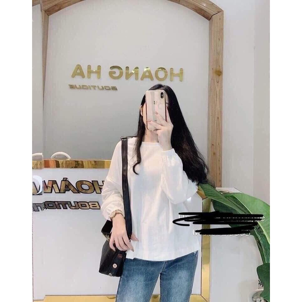 Áo nỉ nữ sweater dài tay trơn Thu Đông bo chun tay | BigBuy360 - bigbuy360.vn