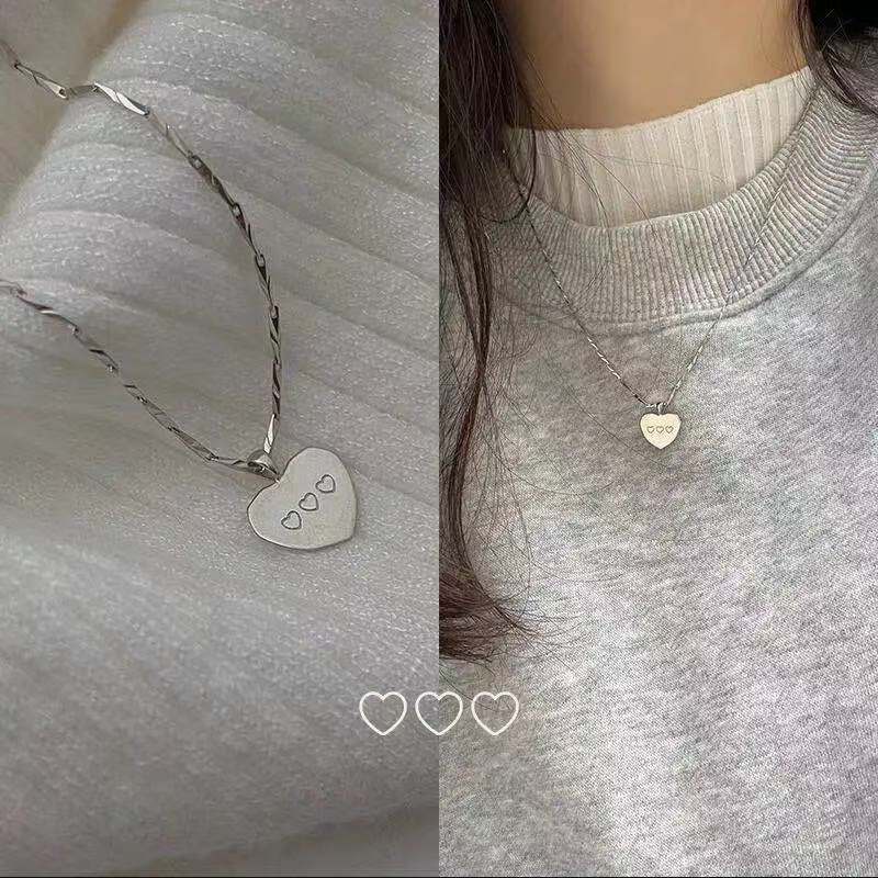 Vòng cổ Bạc Mặt Trái Tim Phong Cách Hàn Quốc Mới