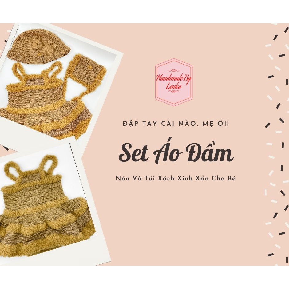 Set Áo Đầm, Nón Và Túi Xách Xinh Xắn Cho Bé