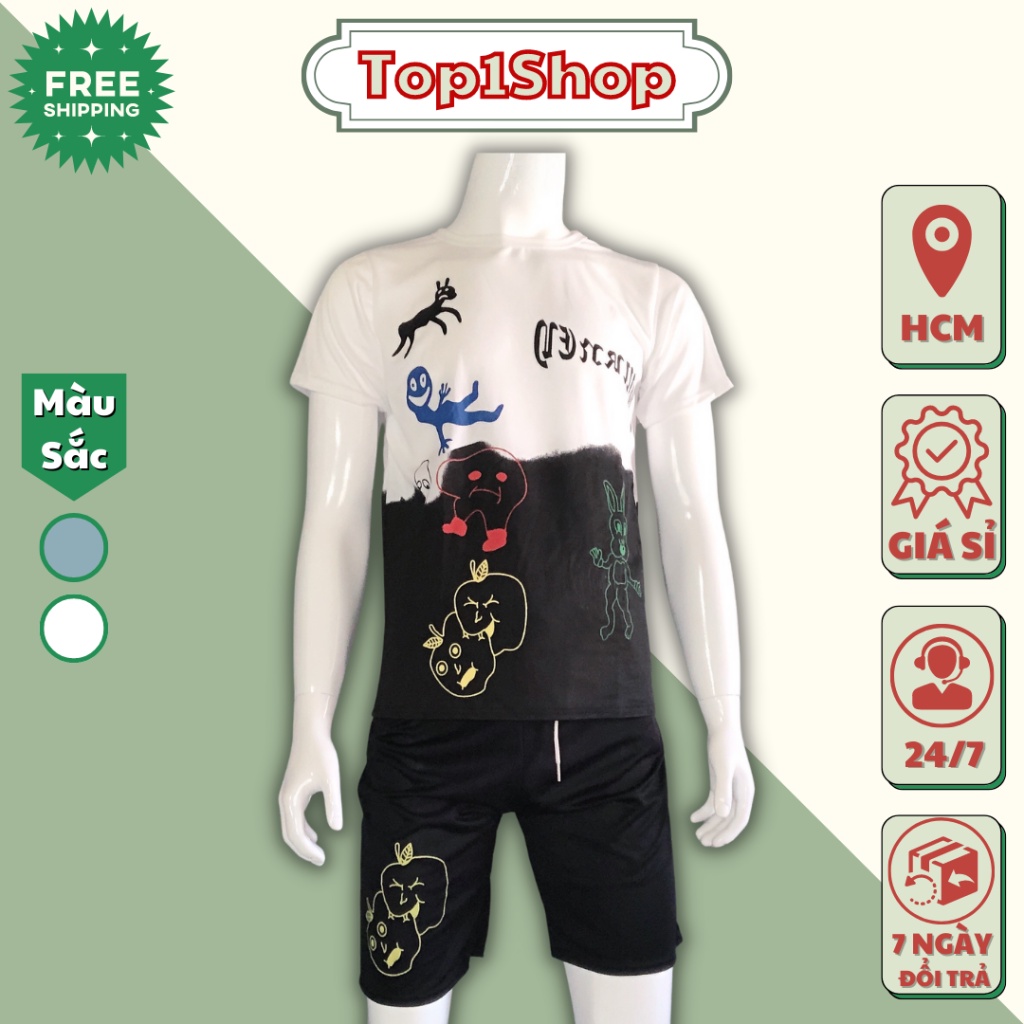 Bộ Quần Áo Nam Áo Thun Tay Ngắn Cổ Tròn Phong Cách Trẻ Trung Cá Tính Top1shop QA 123