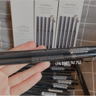 [Chính Hãng - Có Sẵn] Chì Kẻ Chân Mày Innisfree Auto Eyebrow Pencil Mẫu Mới Vỏ Đen (nâu đen, nâu xám, nâu sẫm, xám)