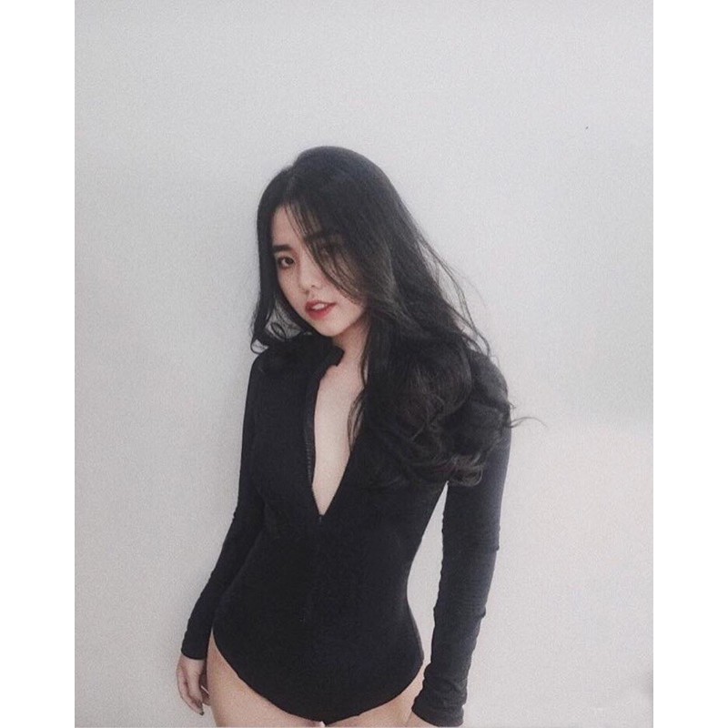 Bikini body suit đen khoá kéo (ảnh thật) | BigBuy360 - bigbuy360.vn