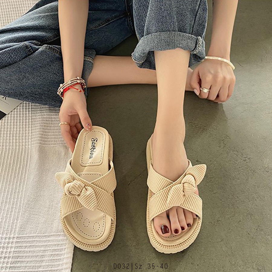 Dép Sandal Nữ Đế Dày Gắn Nơ Siêu Xinh Hàng Mới - D032