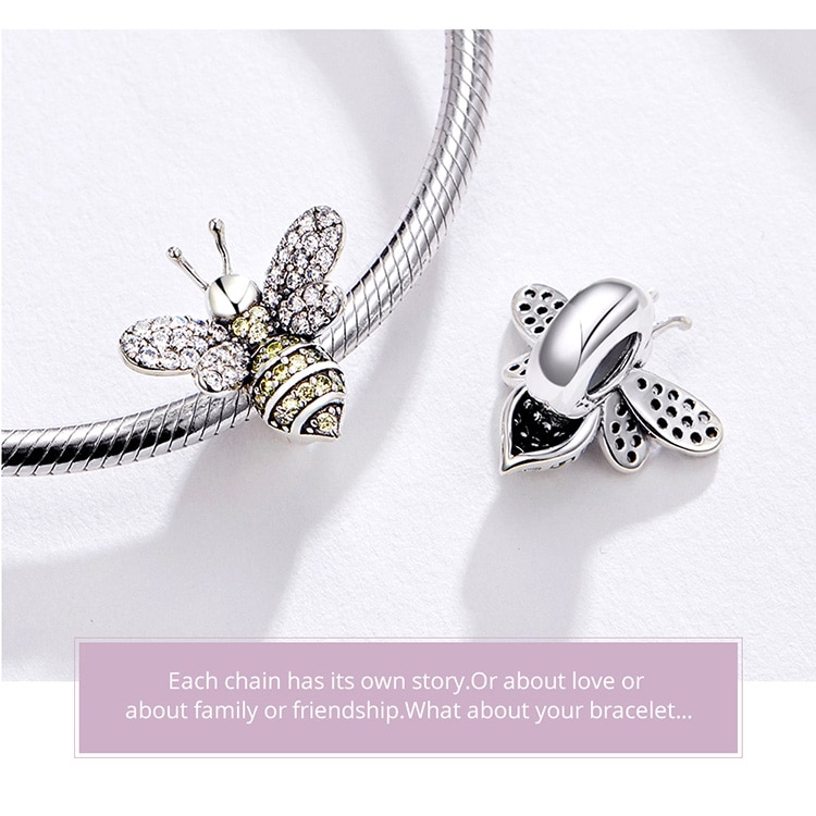 Mặt Charm Bamoer 9254 Bạc Hình Con Ong Thời Trang Cho Nữ