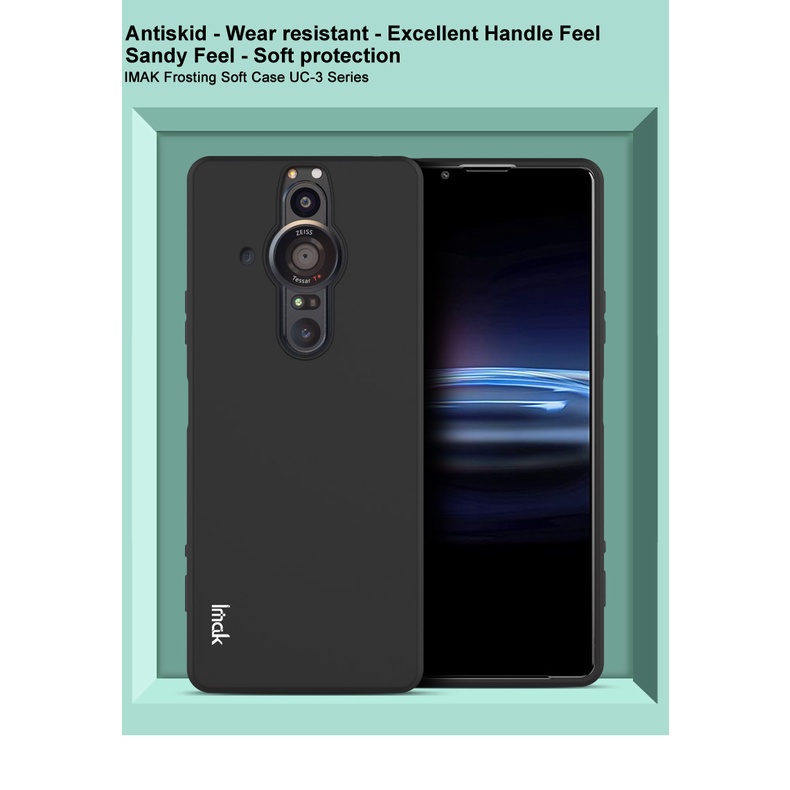 Ốp điện thoại Imak silicon TPU mềm nhám siêu mỏng có lỗ gắn dây đeo cho Sony Xperia Pro-I XQ-BE62 XQ-BE42