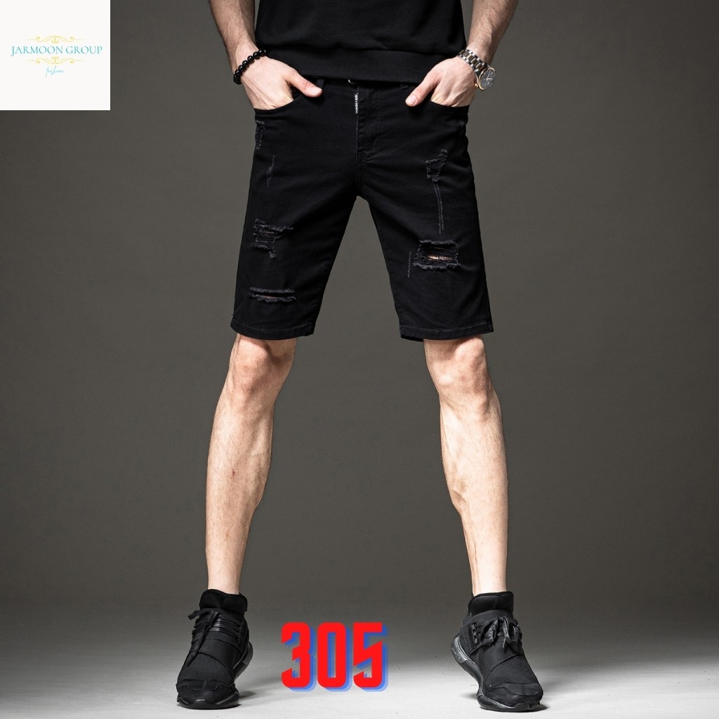 Quần Short Nam VNXK SH305JM Short Jean Nam Đen rách xước mẫu hót trẻ trung (44-70KG) | BigBuy360 - bigbuy360.vn