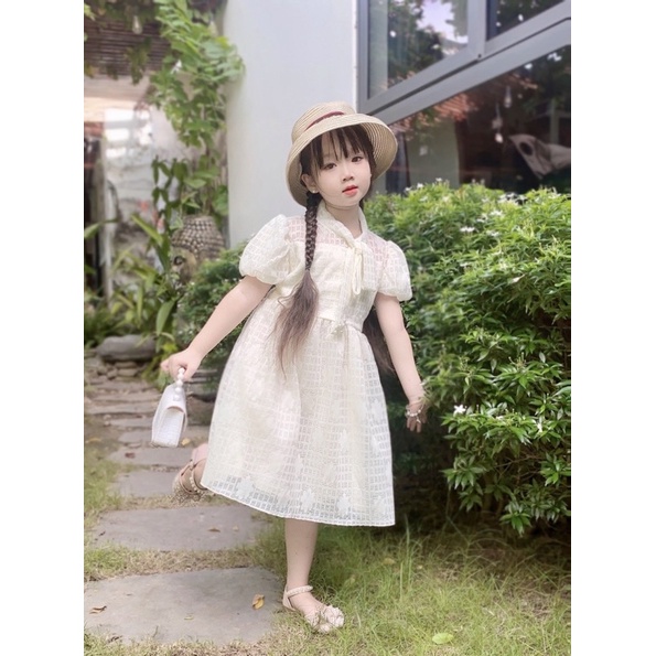 Váy Bé Gái size đại  7-38kg💕𝑭𝑹𝑬𝑬𝑺𝑯𝑰𝑷 💕 NHƯ Ý HOUSE'S- Đầm Công Chúa, váy trẻ em, hàng thiết kế - váy ren chun màu kem
