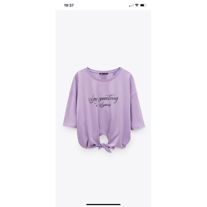 Áo phông thắt nơ in chữ Zara size S