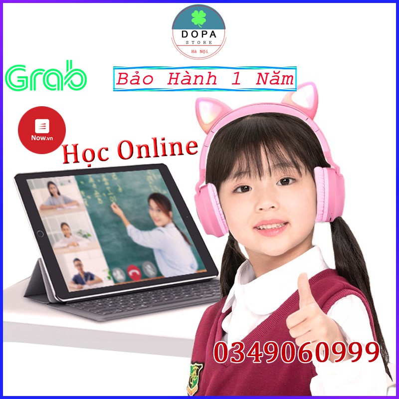 Tai Nghe Mèo Bluetooth Cao Cấp, Headphone Tai Mèo Đáng Yêu, Có Mic, Chống Ồn - Bảo Hành 12 Tháng.