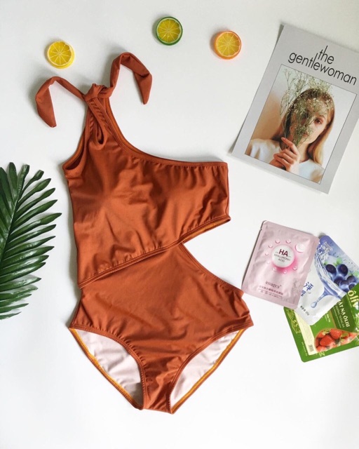 Bikini chéo vai cột nơ một mảnh nhiều màu