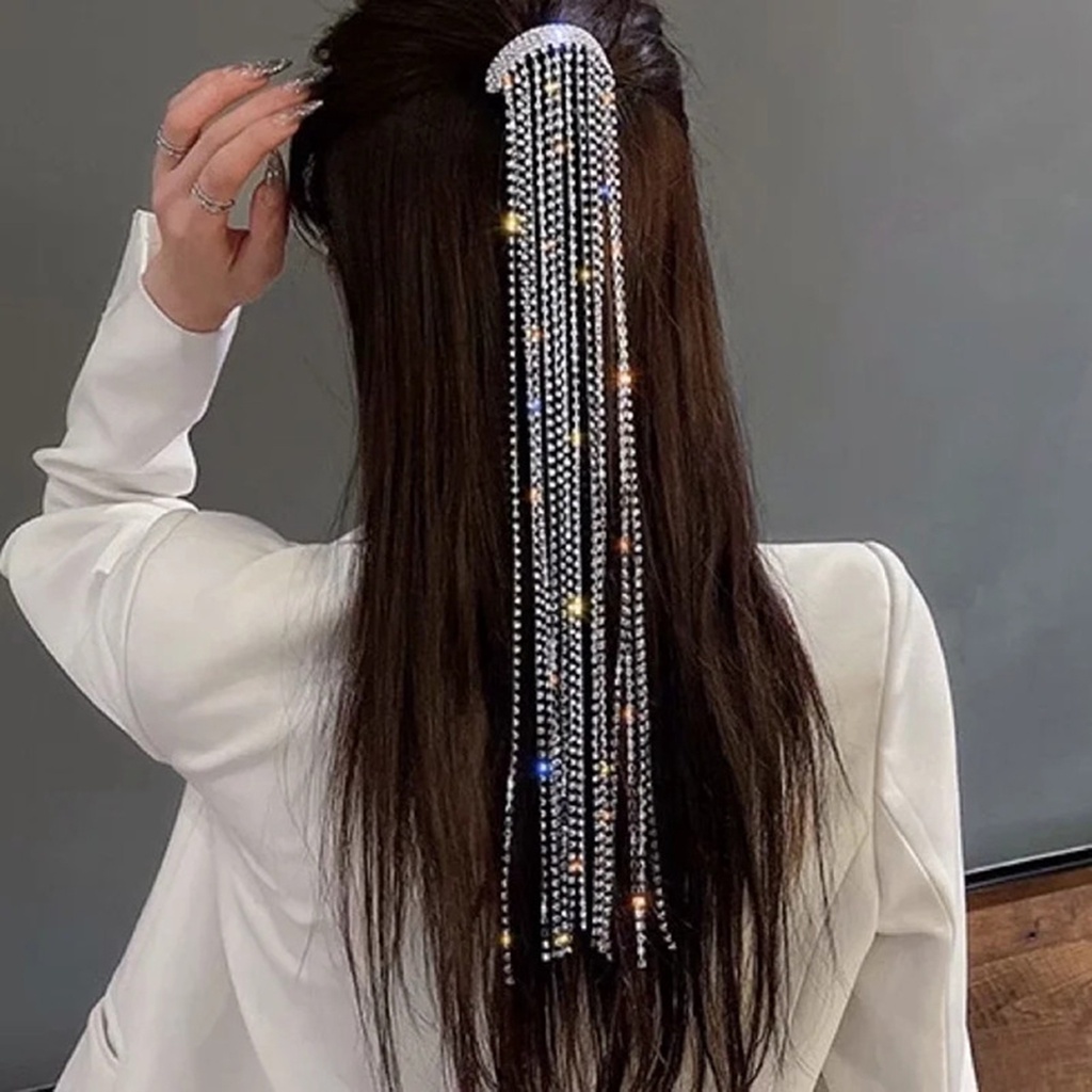 Kẹp Tóc Dây Xích Dài Lấp Lánh Dễ Phối Đồ Sử Dụng Hàng Ngày