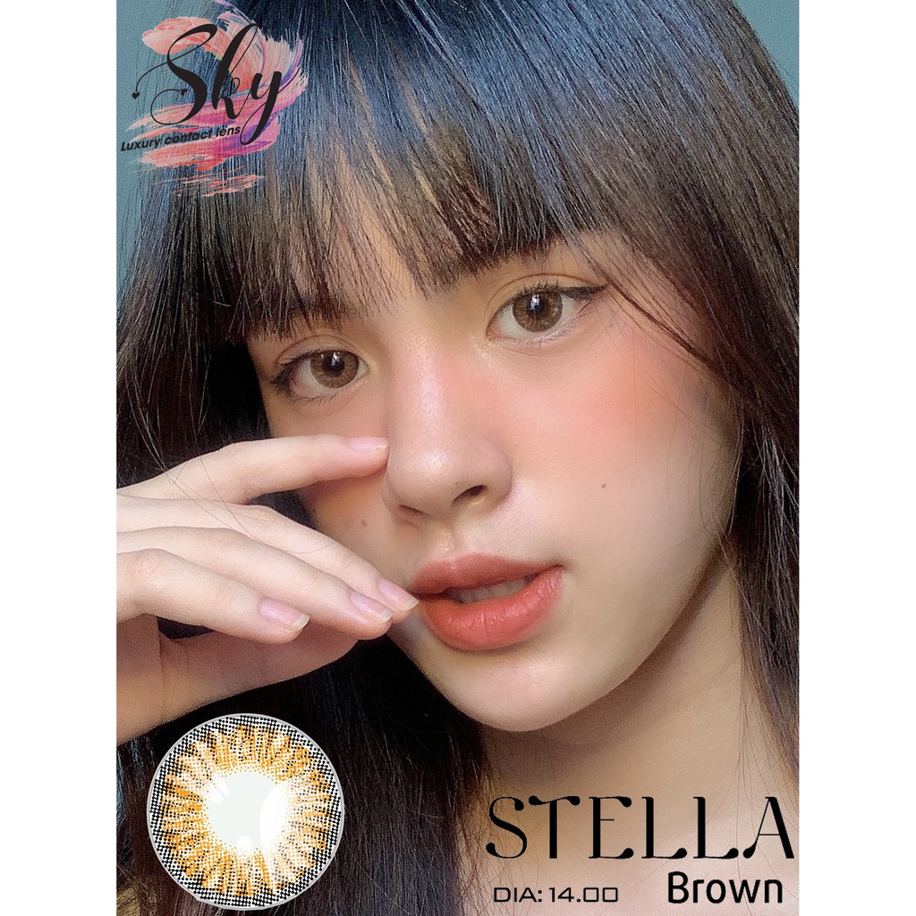 Kính áp tròng Sky Lens -Stella Brown 0-6 Độ-Made in Korea Chính Hãng Dia14.00