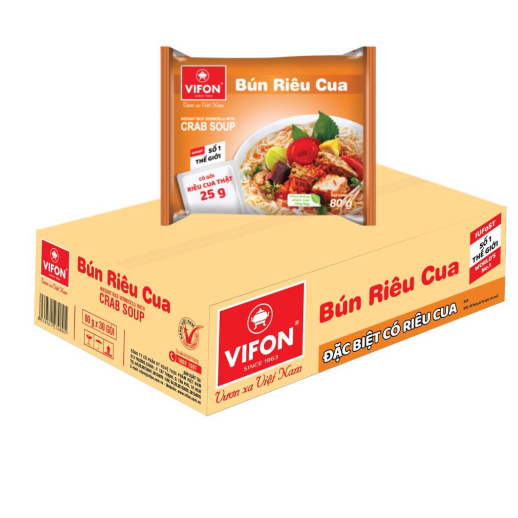 THÙNG 30 GÓI BÚN RIÊU CUA VIFON