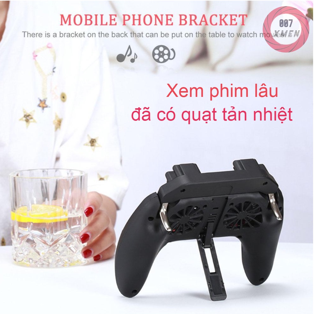 [ FREE SHIP ] Tay cầm chơi game PUBG/FF/ROS Double Fan tích hợp sạc dự phòng Siêu Nhạy