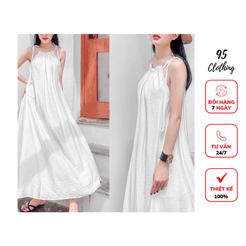 [Hàng Loại 1] Đầm maxi cổ yếm buộc nơ xinh xắn | BigBuy360 - bigbuy360.vn