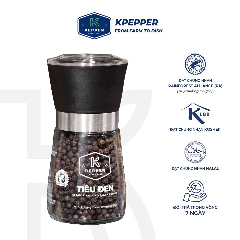 Tiêu đen nguyên chất tiệt trùng 90g thương hiệu K PEPPER