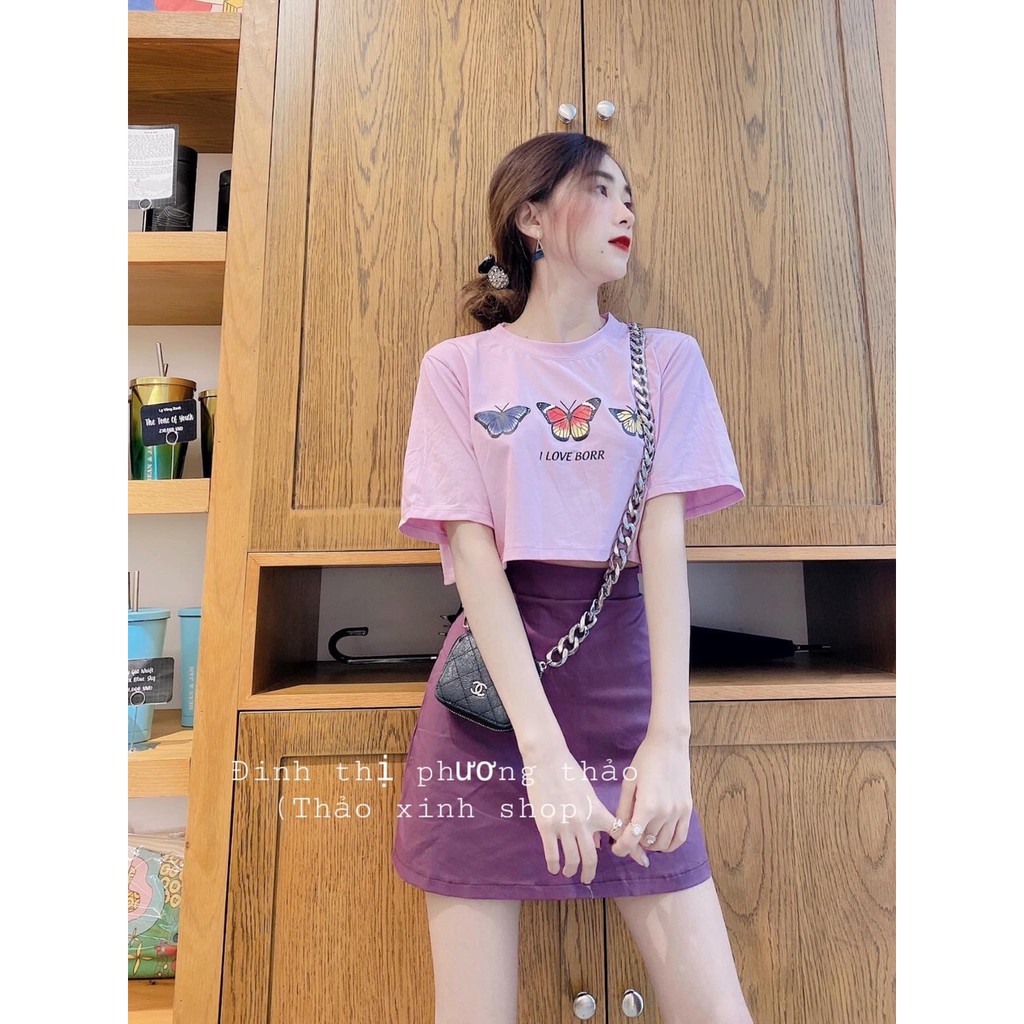 Áo Thun Croptop 3 Chú Bướm Sắc Màu Siêu Cute AT11 | BigBuy360 - bigbuy360.vn