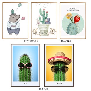 Bộ 5 tranh canvas treo tường xương rồng kích thước nhỏ nhiều mẫu - 20 x 30 cm